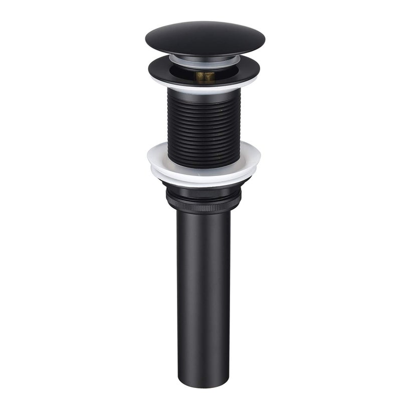 BESTILL Bathroom Sink Drain Stopper, Push Pop Up Drain Without Overflow, Matte Black - Image 1